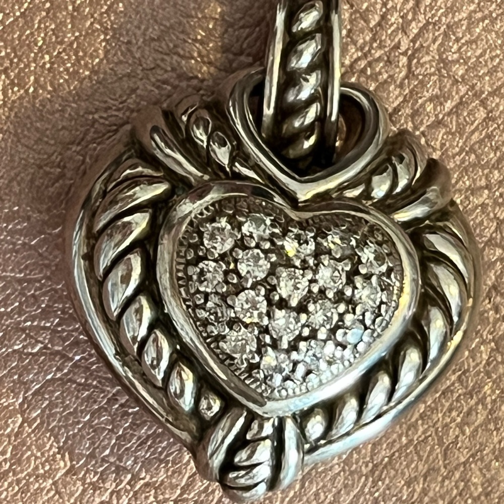 Judith Ripka Silver 925 Heart Pendant reversible